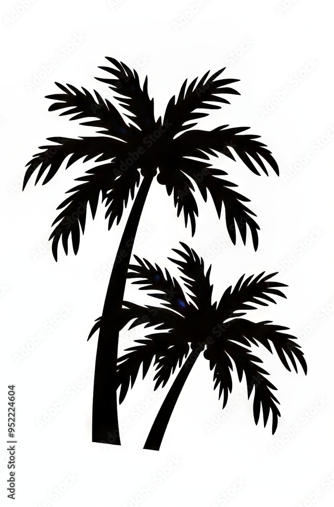 Silhouette of tropical palm trees against a bright background. Silhouette of tropical palm trees against a bright background.