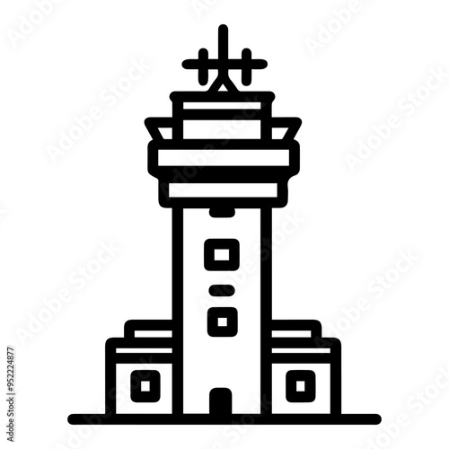 Military Base icon or modern line symbol. Vector line art and icon design with bold outline. Black and white Pixel Perfect minimalistic symbol isolated white background. Silhouette simple thin sign