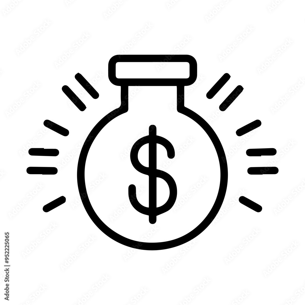 Money bag icon or modern line symbol. Vector line art and icon design with bold outline. Black and white Pixel Perfect minimalistic symbol isolated white background. Silhouette simple thin sign Money bag icon or modern line symbol. Vector line art and icon design with bold outline. Black and white Pixel Perfect minimalistic symbol isolated white background. Silhouette simple thin sign