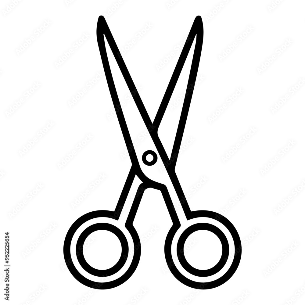 Scissors icon or modern line symbol. Vector line art and icon design with bold outline. Black and white Pixel Perfect minimalistic symbol isolated white background. Silhouette simple thin sign Scissors icon or modern line symbol. Vector line art and icon design with bold outline. Black and white Pixel Perfect minimalistic symbol isolated white background. Silhouette simple thin sign