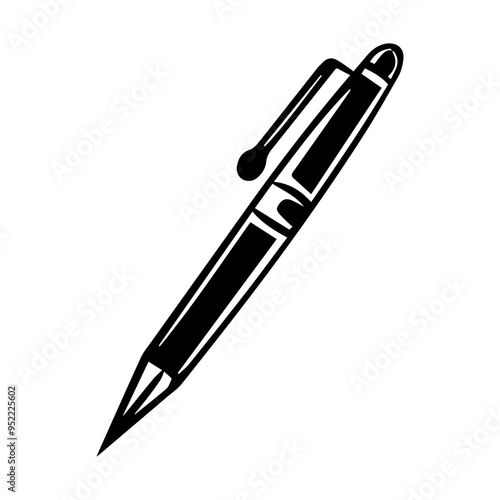 Pen icon or modern line symbol. Vector line art and icon design with bold outline. Black and white Pixel Perfect minimalistic symbol isolated white background. Silhouette simple thin sign
