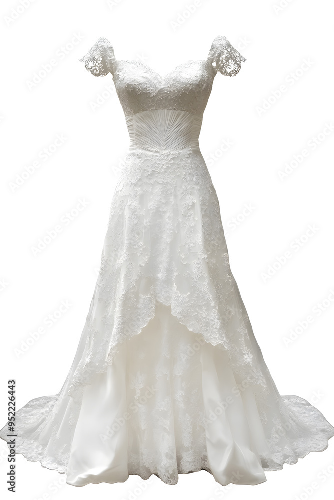 Fototapeta premium White wedding dress isolated on white background