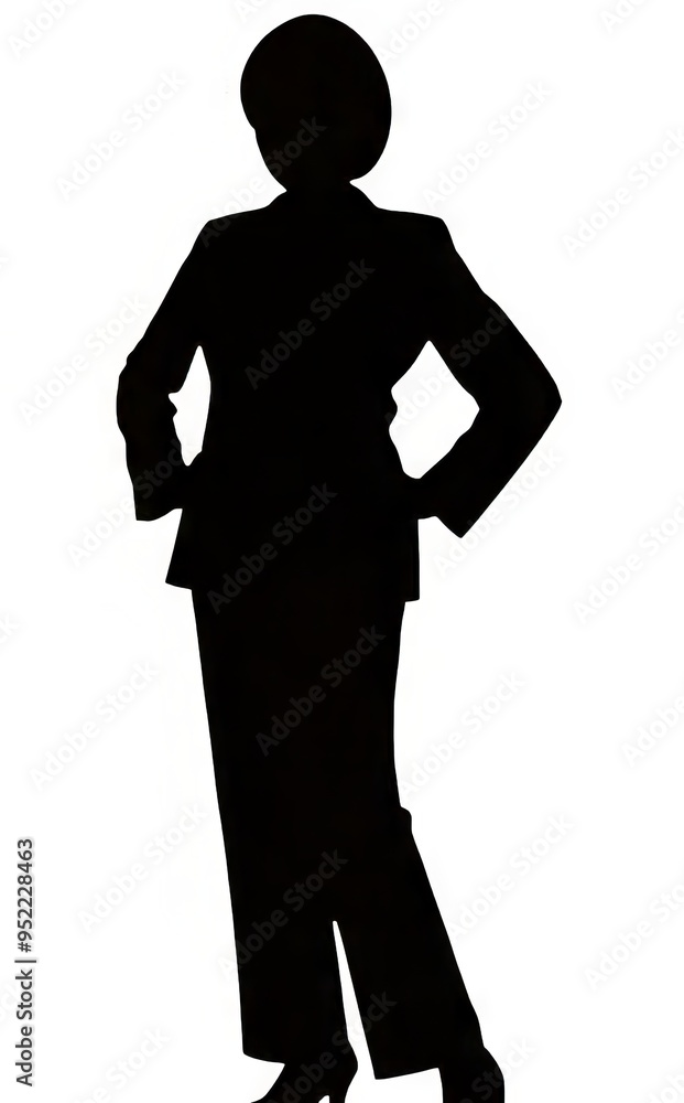 Silhouette of a confident businesswoman in formal attire. Silhouette of a confident businesswoman in formal attire.