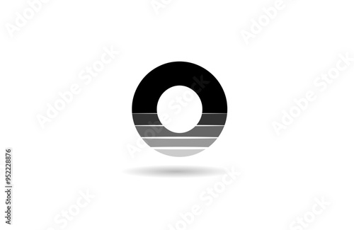 black and white O letter alphabet logo icon design with cut gradient suitable for a business or company