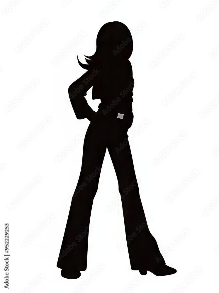 Elegant silhouette of a confident woman in stylish attire. Elegant silhouette of a confident woman in stylish attire.