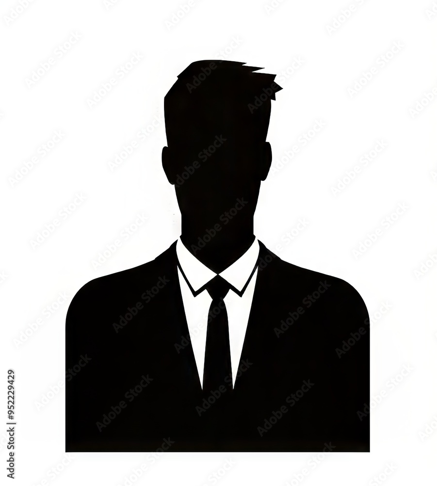 Silhouette of a professional man in a suit and tie against a white background. Silhouette of a professional man in a suit and tie against a white background.
