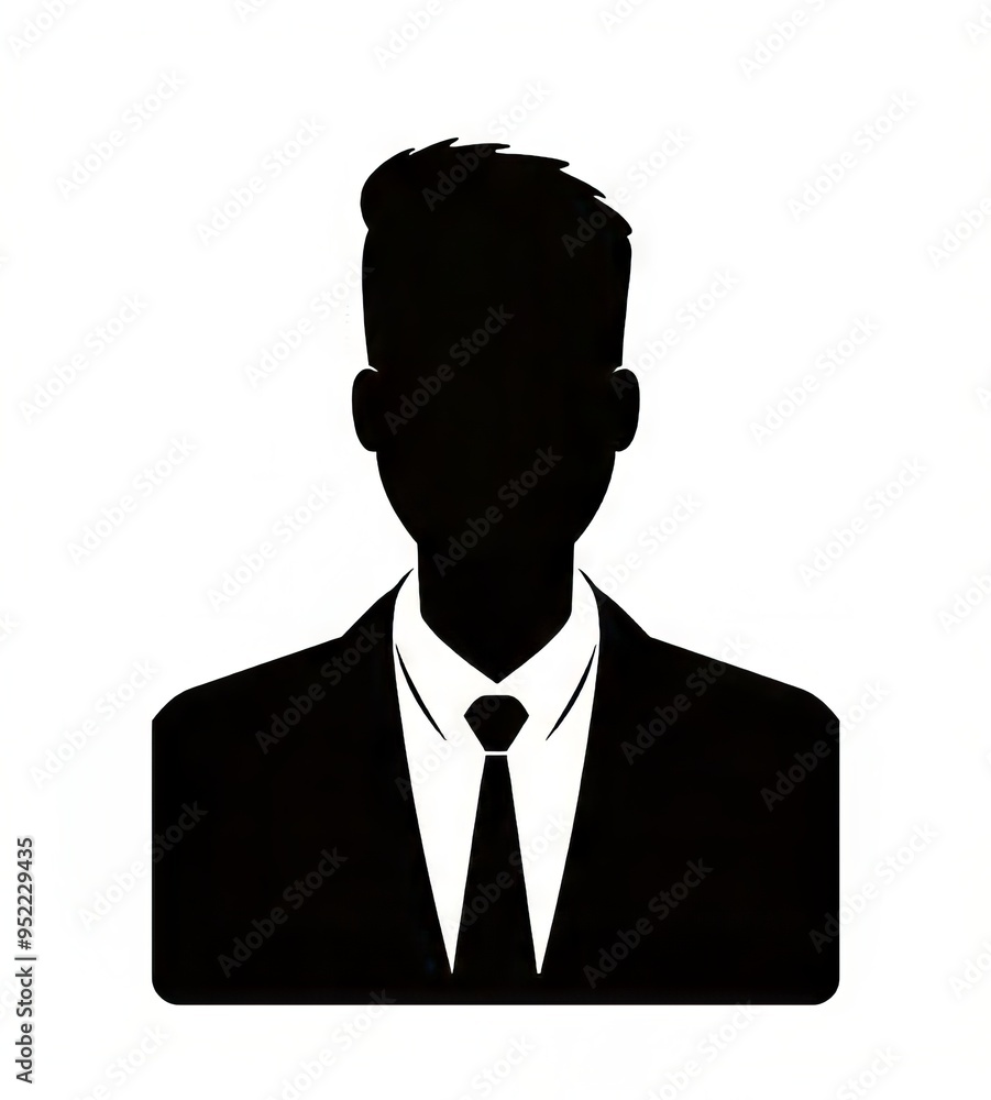 Silhouette of a professional black male in a suit and tie against a white background. Silhouette of a professional black male in a suit and tie against a white background.