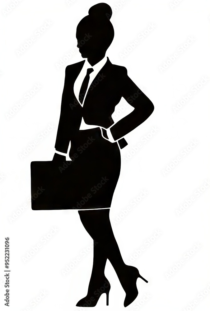 Silhouette of a confident businesswoman with a briefcase. Silhouette of a confident businesswoman with a briefcase.