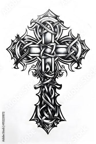 Jerusalem Cross Christianity very simple traditional tattoo flash styles illustration