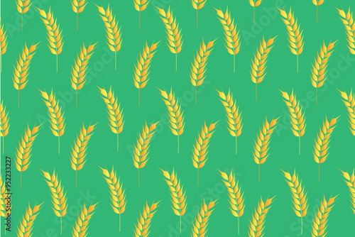 Collection of golden ripe spikelets of wheat. Agricultural symbol, flour production. 