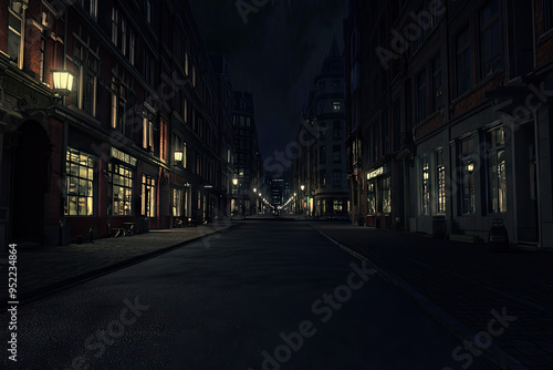 A Desolate City Street Beckons Under a Starless Sky