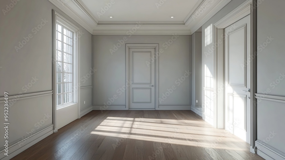 Fototapeta premium a empty bedroom with closet great for virtual staging interior design : Generative AI