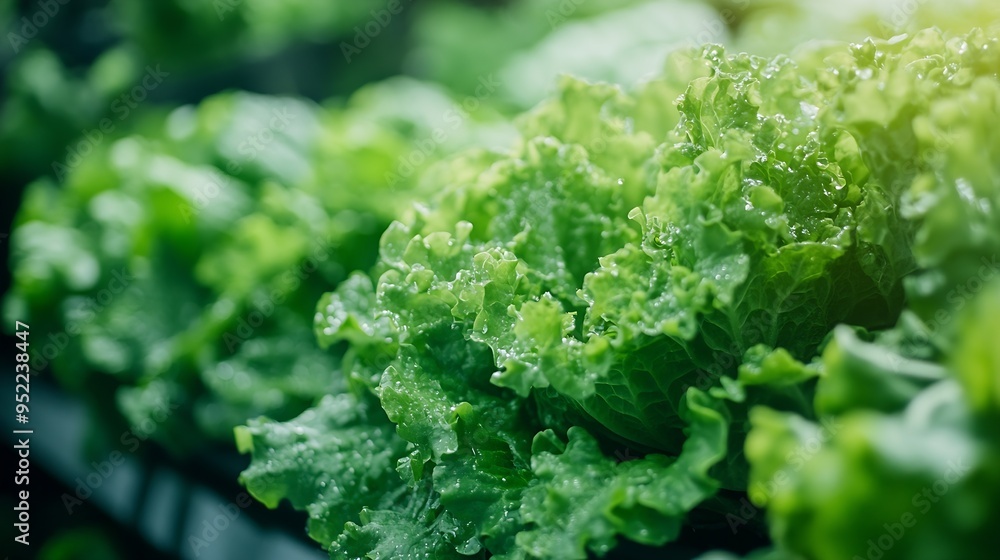 Row of vegetables hydroponic garden : Generative AI Row of vegetables hydroponic garden : Generative AI