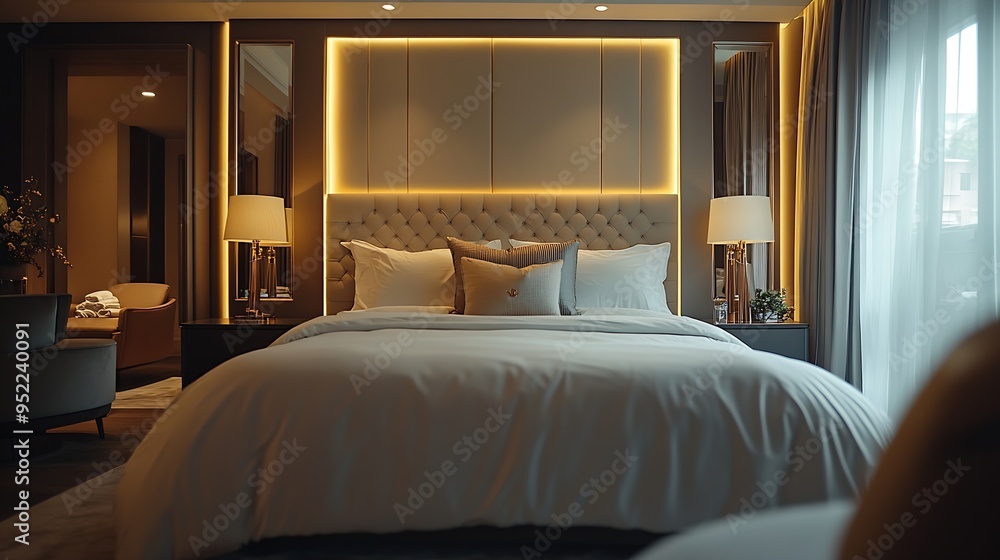 Luxury bedroom of house in beautiful design : Generative AI Luxury bedroom of house in beautiful design : Generative AI