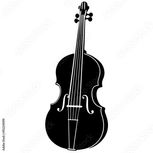 Cello musical instrument silhouette vector art illustration on white background 