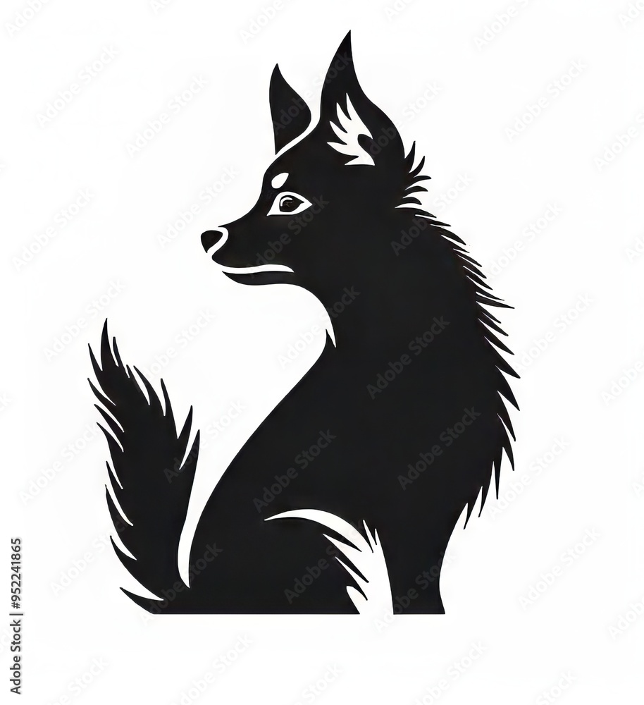 Silhouette of a sleek black dog gazing thoughtfully to the side. Silhouette of a sleek black dog gazing thoughtfully to the side.