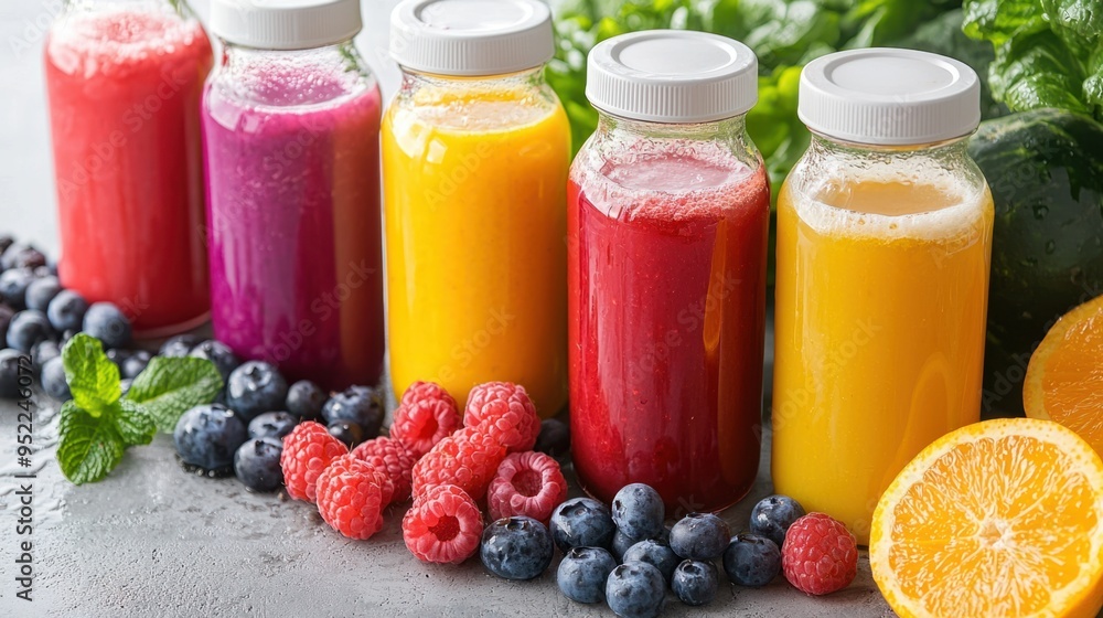 Vibrant Rainbow of Freshly Pressed Juice Cleanse Bottles for Detox and Wellness Vibrant Rainbow of Freshly Pressed Juice Cleanse Bottles for Detox and Wellness