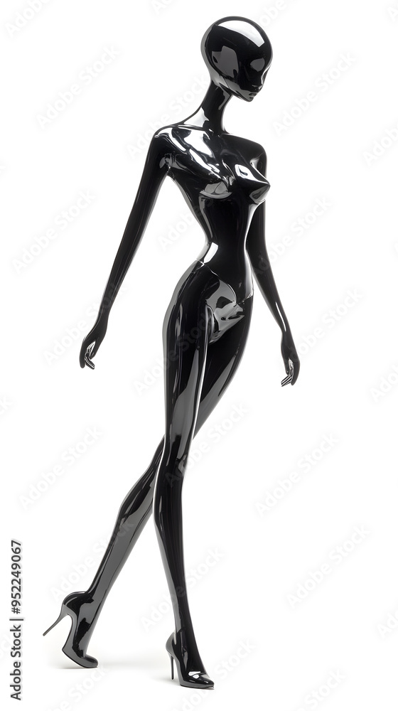 3D Fashion shiny black female mannequin for clothes isolated on white background. Black body silhouette, dressmakers dummy 3D Fashion shiny black female mannequin for clothes isolated on white background. Black body silhouette, dressmakers dummy