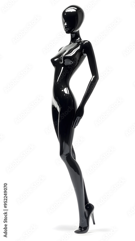 3D Fashion shiny black female mannequin for clothes isolated on white background. Black body silhouette, dressmakers dummy 3D Fashion shiny black female mannequin for clothes isolated on white background. Black body silhouette, dressmakers dummy