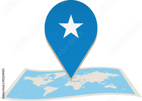 Somalia flag on World map photo