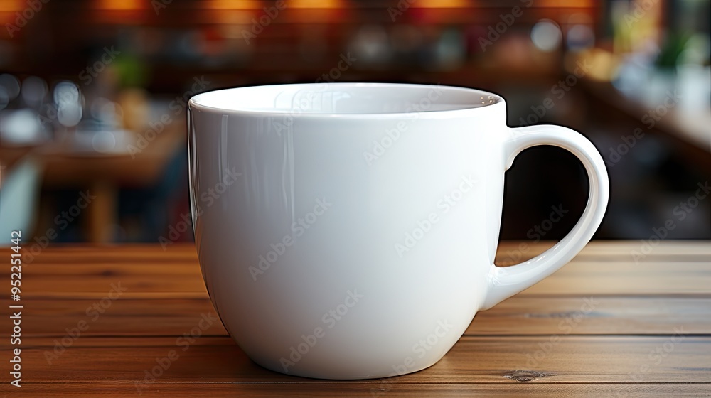 Coffee in white cup on wooden table in cafe Coffee in white cup on wooden table in cafe