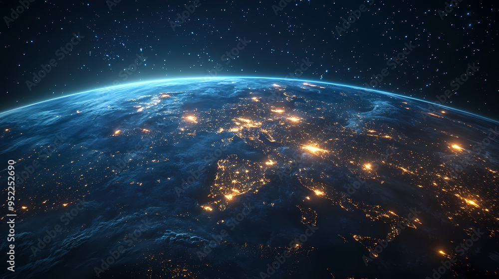 Obraz premium Blue planet in the universe