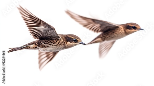 swifts in flight isolated on white background wild nature graceful flight : Generative AI