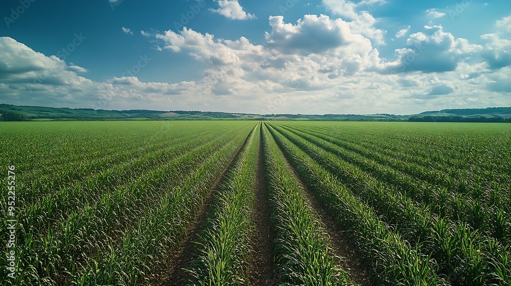 Sugar Cane farm Sugar cane fields view from the sky Drone photo of cane sugar Sugarcane field in blue sky and white cloud Aerial view or top view of Sugarcane or agriculture : Generative AI Sugar Cane farm Sugar cane fields view from the sky Drone photo of cane sugar Sugarcane field in blue sky and white cloud Aerial view or top view of Sugarcane or agriculture : Generative AI