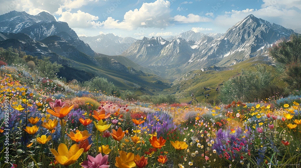 A broad view of the mountains' brilliantly colored blooms A broad view of the mountains' brilliantly colored blooms