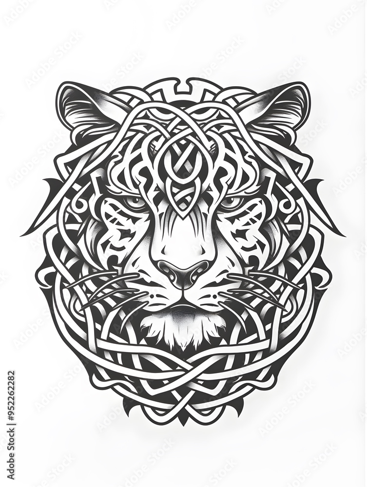 Leopard head very simple traditional tattoo flash styles illustration Leopard head very simple traditional tattoo flash styles illustration