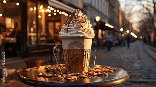 Delicious ice cream in winter time photo