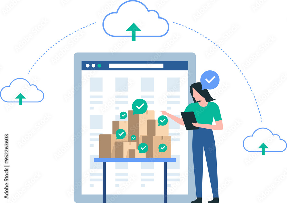 Warehouse Worker Organizing Inventory with Technology. Transparent Background, PNG image. Illustration Warehouse Worker Organizing Inventory with Technology. Transparent Background, PNG image. Illustration