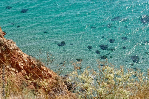 Shore of Kaliakra with grass and water