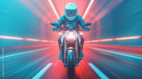 Ghost on a motorcycle performing stunts photo