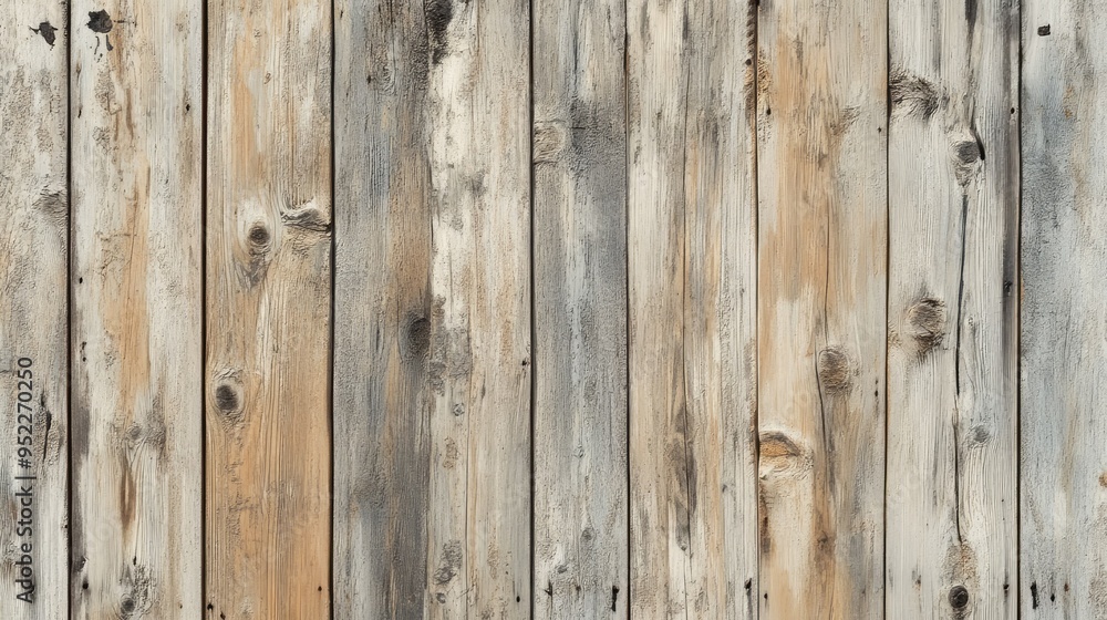 Naklejka premium Rustic wallpaper with a distressed wood plank design, creating a cozy, warm atmosphere in a living space.