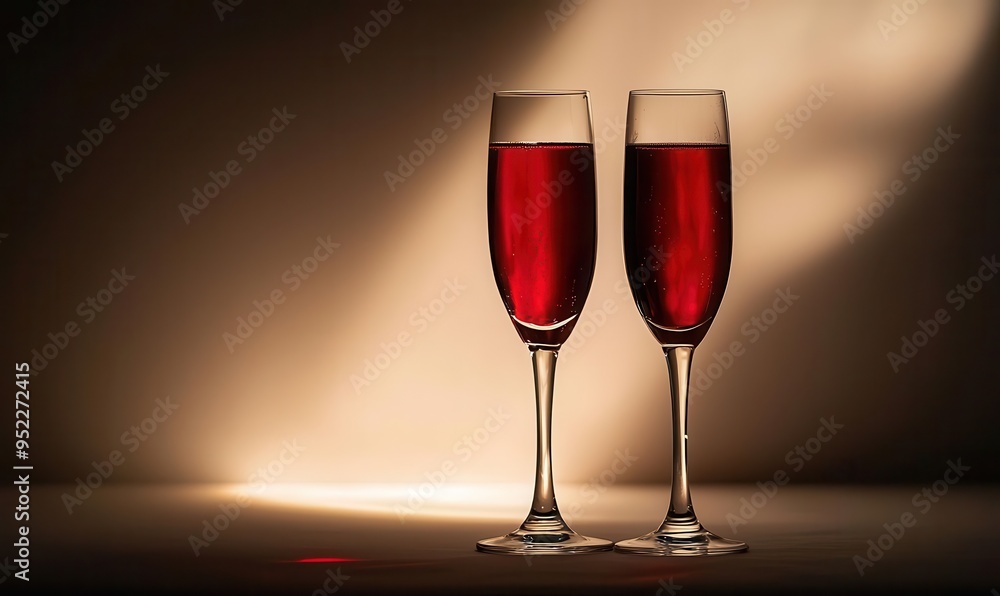 Two Glasses of Red Wine Against Warm Light Background Two Glasses of Red Wine Against Warm Light Background