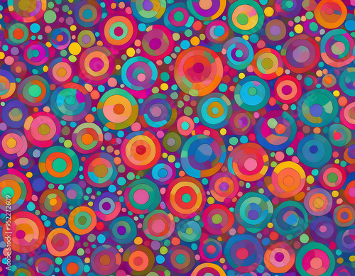 Bright Polka Dot Pattern Abstract and Playful Retro Design with Colorful Circles and Bold Background