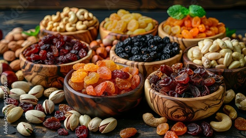 A variety of dried fruits and nuts that are great for a healthy snack