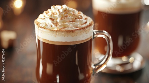 Indulge in a Delightful Traditional Irish Coffee with Fluffy Whipped Cream on Top