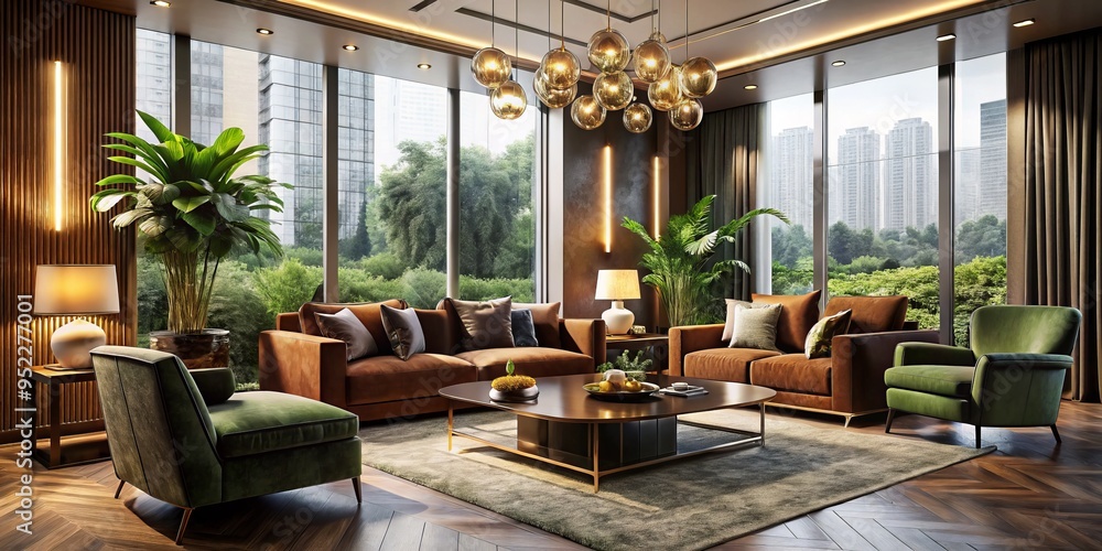 Soft golden lighting casts a warm ambiance, rich wood tones and metallic accents exude luxury, and lush greenery provides an escape from daily stresses. Soft golden lighting casts a warm ambiance, rich wood tones and metallic accents exude luxury, and lush greenery provides an escape from daily stresses.