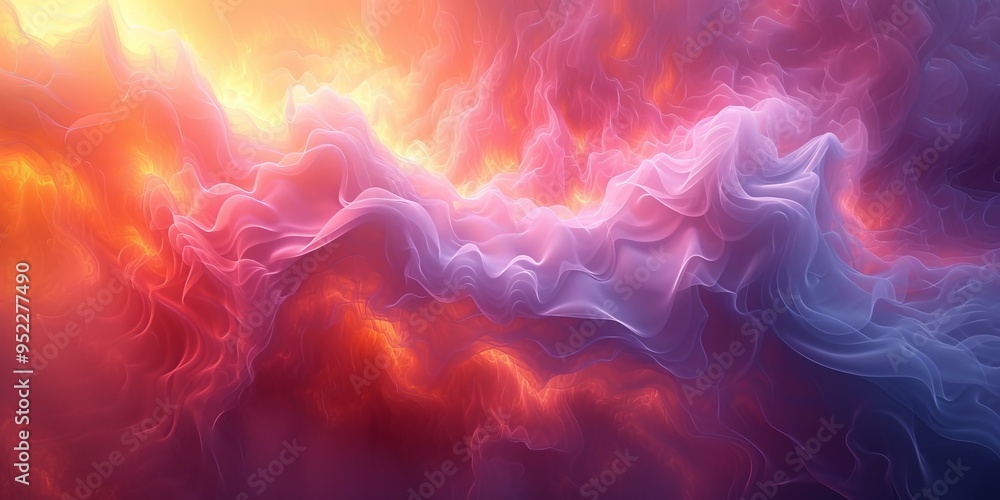 Mesmerizing abstract art of ethereal waves with colorful light, featuring soft flowing forms in pink, orange and purple tones, stunning colorful cloudscape background with soft flowing shapes Mesmerizing abstract art of ethereal waves with colorful light, featuring soft flowing forms in pink, orange and purple tones, stunning colorful cloudscape background with soft flowing shapes