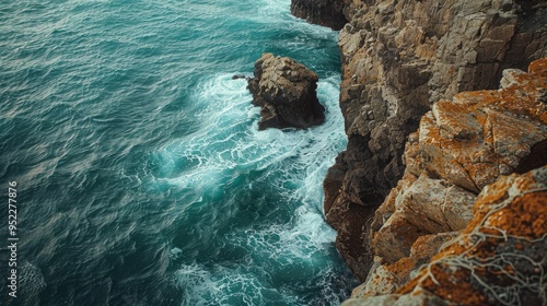 Looking at this natural formation, you feel the indescribable power of nature. Steep brown cliffs that break into the sea, witness the evolution of the planet photo