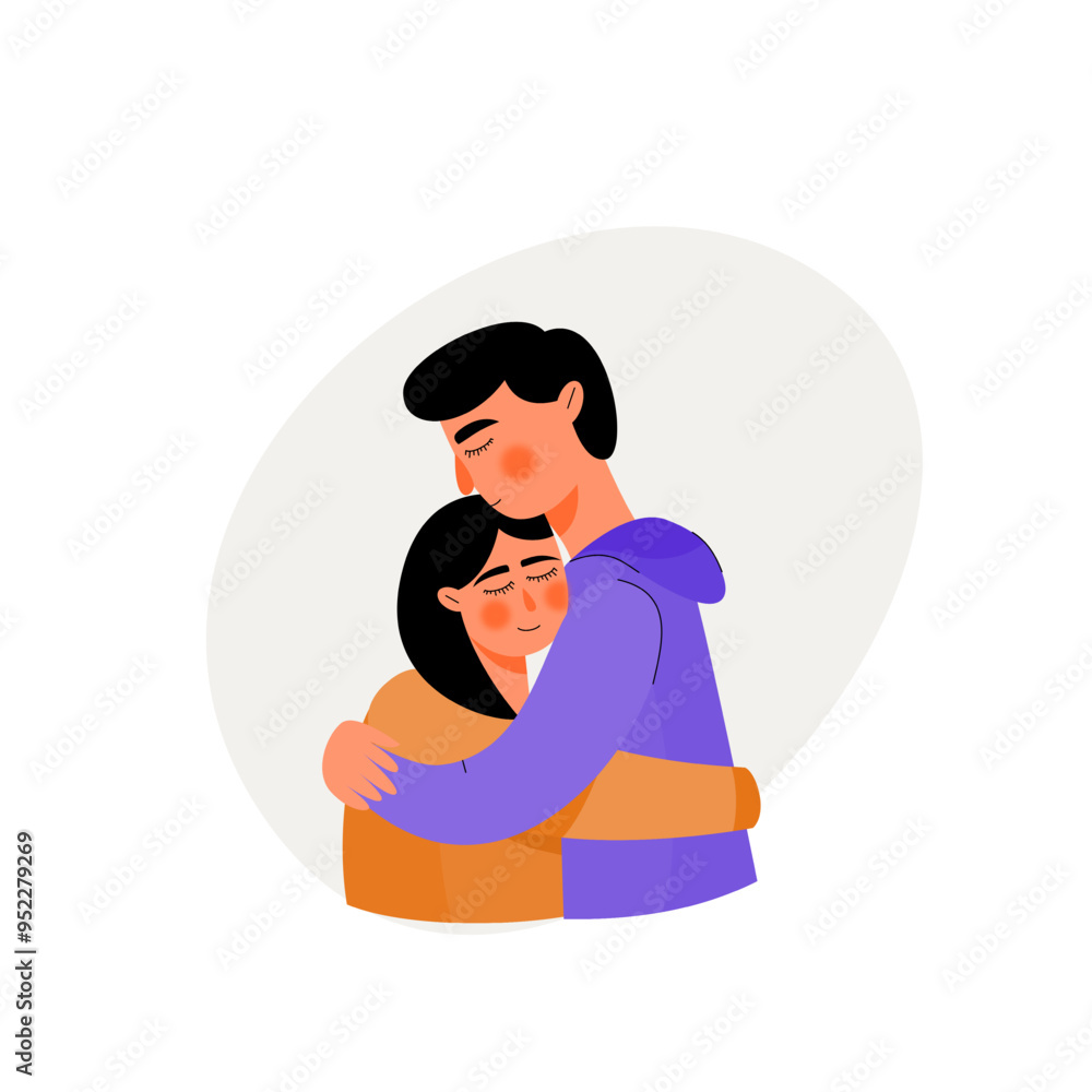 Man hugging girl illustration. Boyfriend hug girlfriend illustration vector art Man hugging girl illustration. Boyfriend hug girlfriend illustration vector art