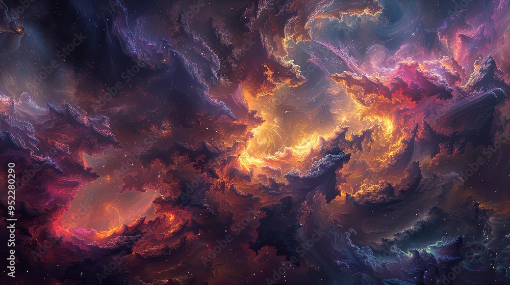 An amazing and captivating abstract piece of art that shows a cloud of cosmic energy An amazing and captivating abstract piece of art that shows a cloud of cosmic energy