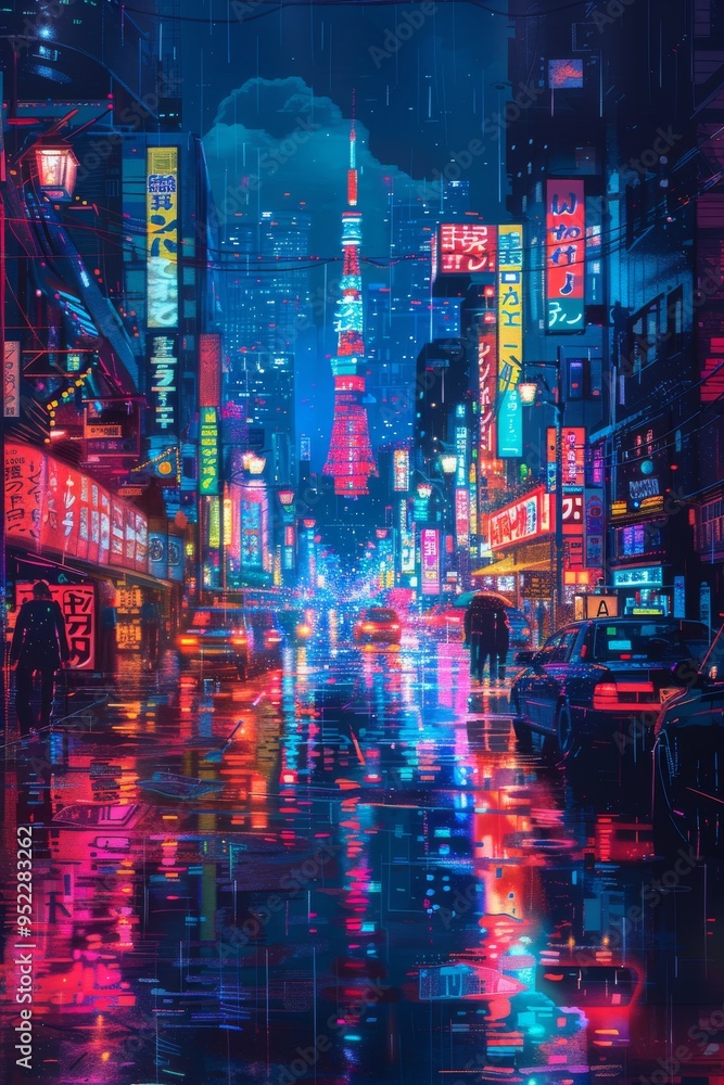 8-bit pixel art of tokyo city at night 8-bit pixel art of tokyo city at night