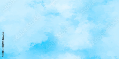 blue sky with clouds. Light sky blue shades watercolor background. Sky Nature Landscape Background. sky background with white fluffy clouds.>< 