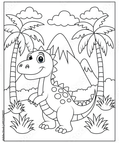 Dinosaur coloring page for kids and adults