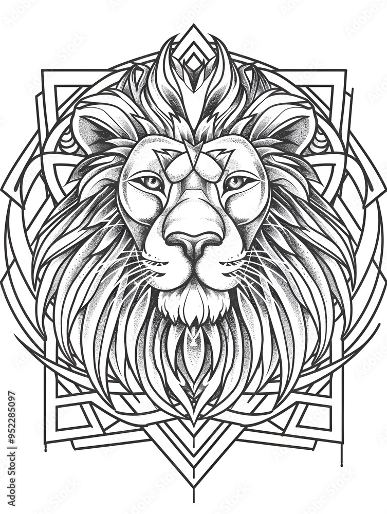Lion head very simple traditional tattoo flash styles illustration Lion head very simple traditional tattoo flash styles illustration