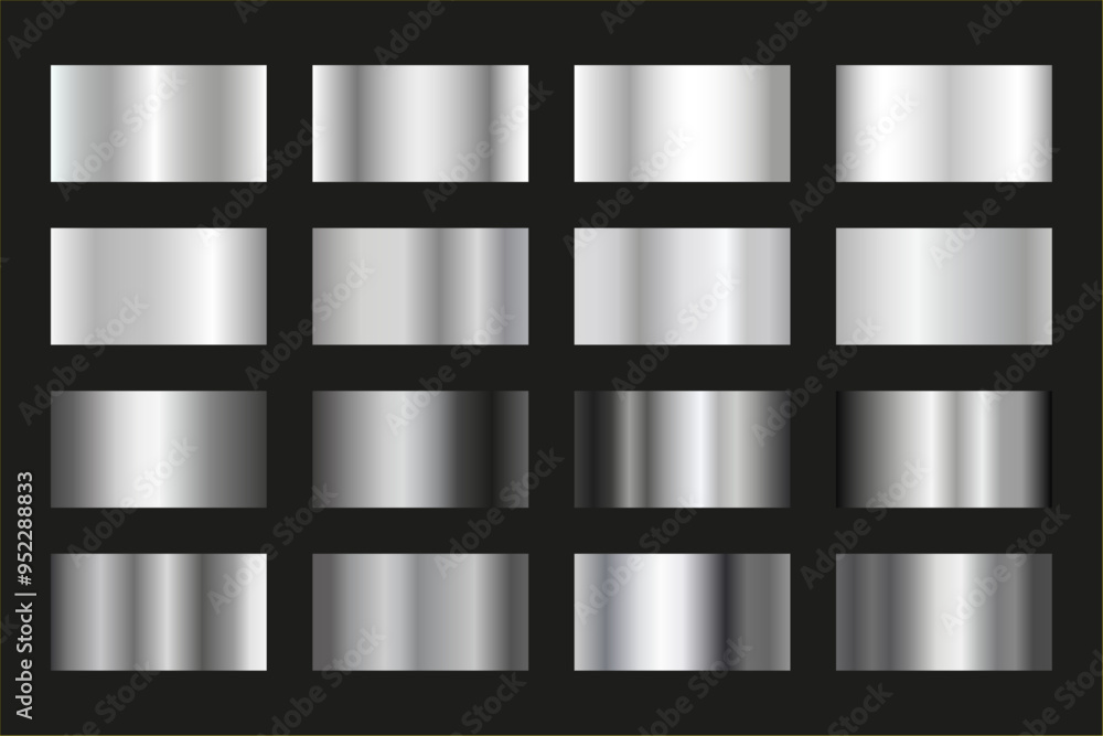 Color Palette collection of silver metallic gradients