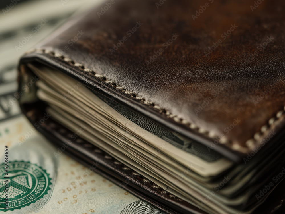 A close up of wallet filled with cash, symbolizing financial security and payday excitement. A close up of wallet filled with cash, symbolizing financial security and payday excitement.